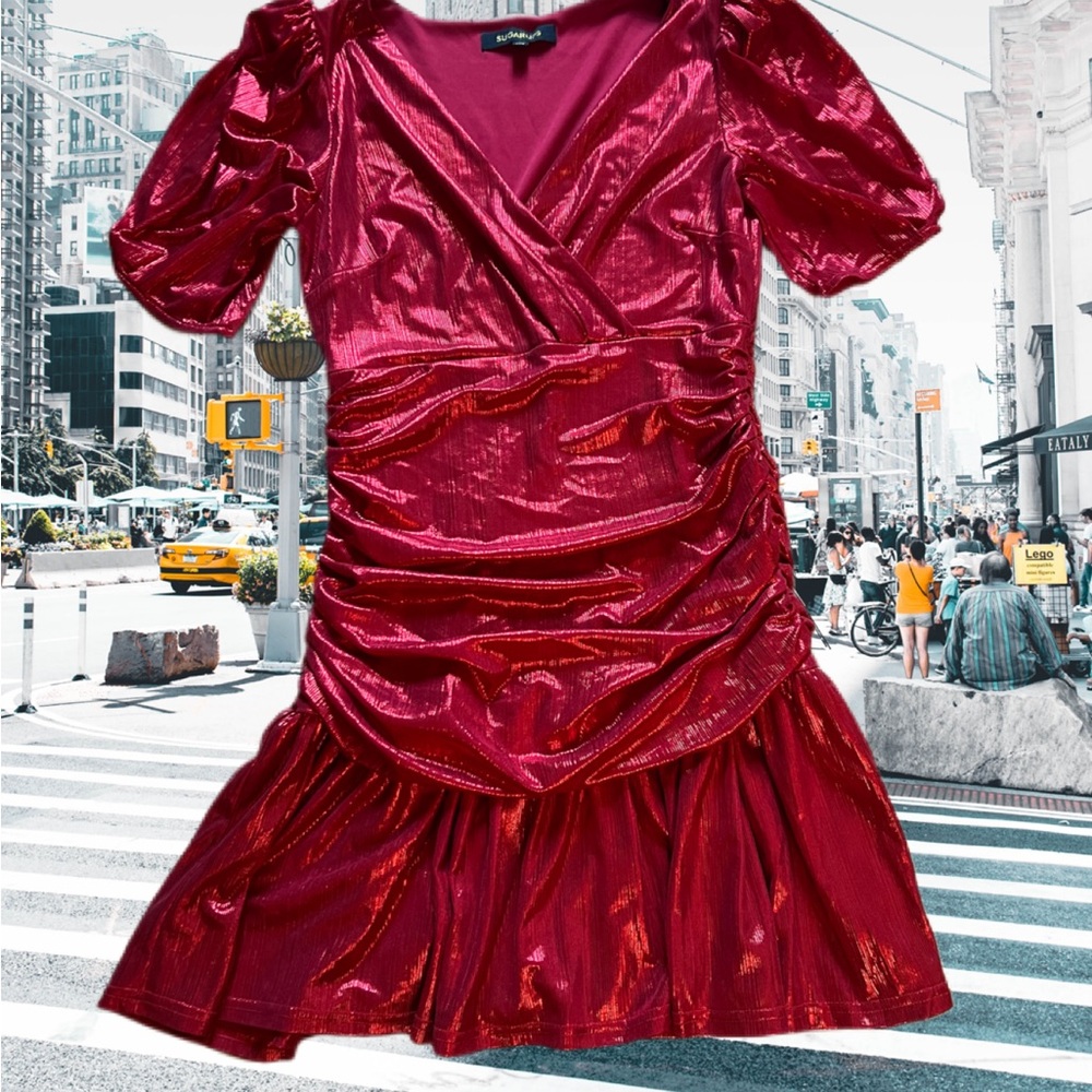 Red Dress- shiny, sexy swingy.